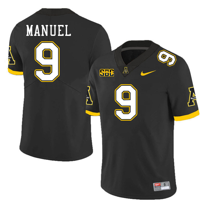 Appalachian State Mountaineers #9 Dylan Manuel College Football Jerseys Stitched-Black